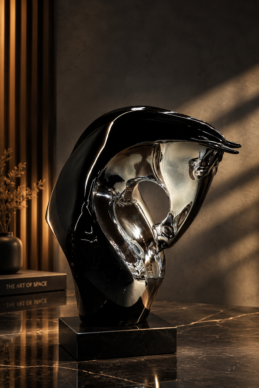 Chrome and Onyx Horse Head